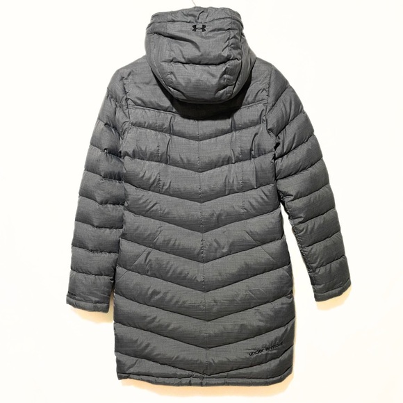 Under Armour Womens Grey Puffer Jacket Long Winter Coat XS - Picture 2 of 10